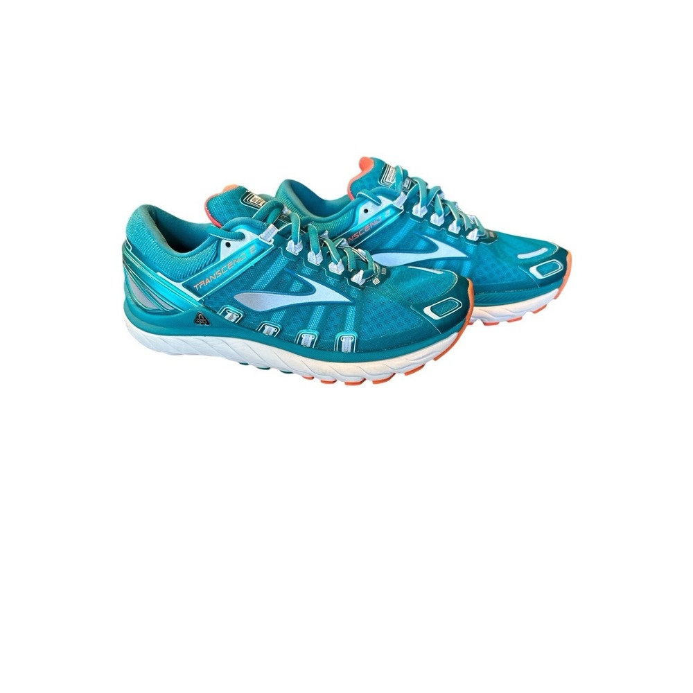 Brooks Transcend 2 Womens 6.5 Running Shoes Athletic Sneakers Teal Orange Walk - Picture 4 of 8
